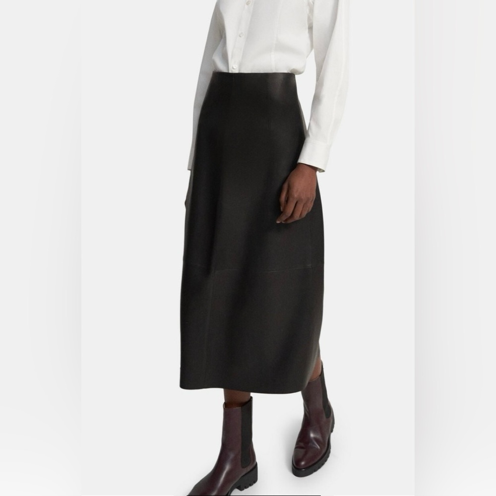 Theory New With Tags A-Line Leather Skirt